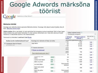 Google Adwords märksõna
         tööriist
 