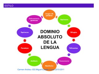 ESTILO




                               DOMINIO
                              ABSOLUTO
                                DE LA
                               LENGUA



         Carmen Andreu- IES Miguel Catalán Curso 2010-2011
 