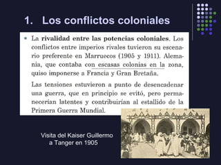 1. Los conflictos coloniales
Visita del Kaiser Guillermo
a Tanger en 1905