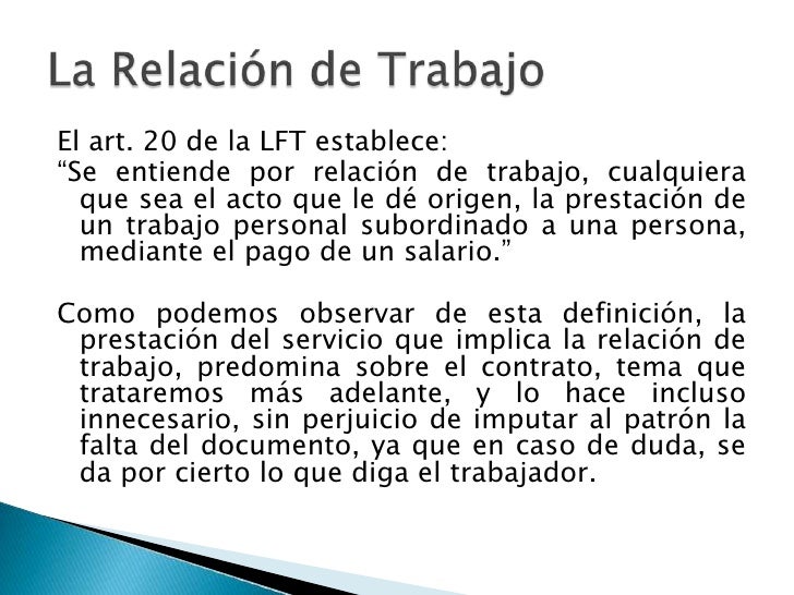 2 la relacion de trabajo 2 la relacion de trabajo