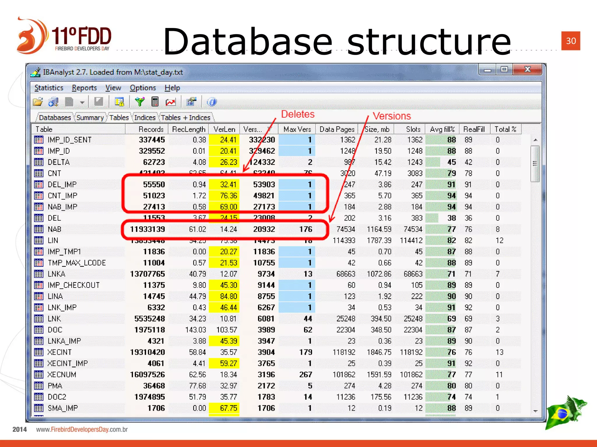 Database structure 30 
 