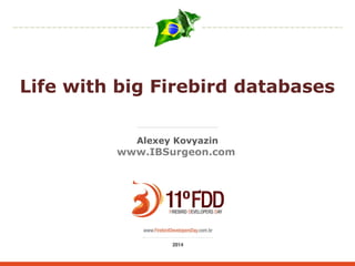 Life with big Firebird databases 
Alexey Kovyazin 
www.IBSurgeon.com 
 