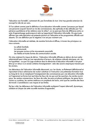 Libro Blanco: La sistematización del aprendizaje informal. Thot . Frances
