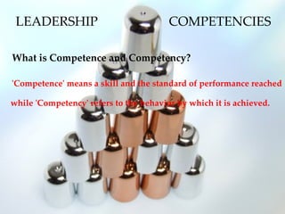 LEADERSHIP  COMPETENCIES <ul><li>What is Competence and Competency? </li></ul><ul><li>'Competence' means a skill and the s...