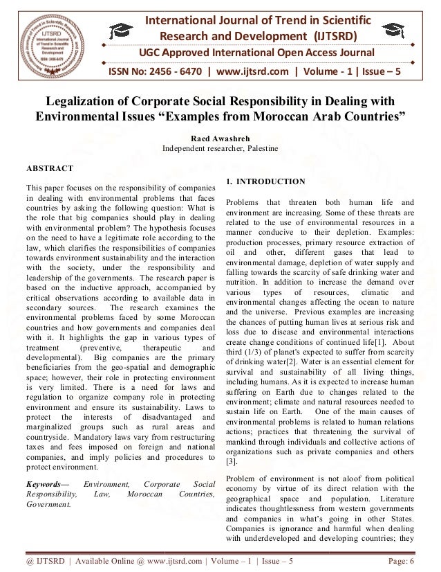 Legalization Of Corporate Social Responsibility In Dealing With Envir