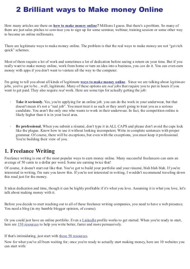 2 Legitimate Ways To Make Money Online !   - 