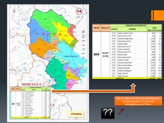 En un video del 2014,se encontró que
se dice que son 12 cuencas
hidrografíacas en Puno.
??
 