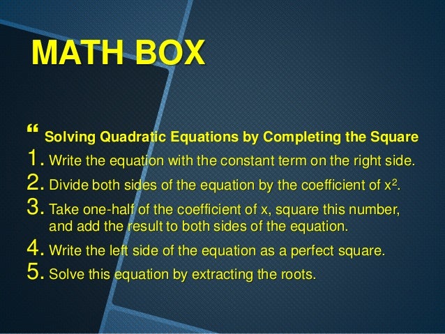 2 lesson 2 method of completing the square