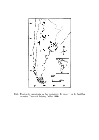 Fig.6. Distribución aproximada de las poblaciones de pejerrey en la República
Argentina (Tomado de Baigún y Delfino, 1994).
 