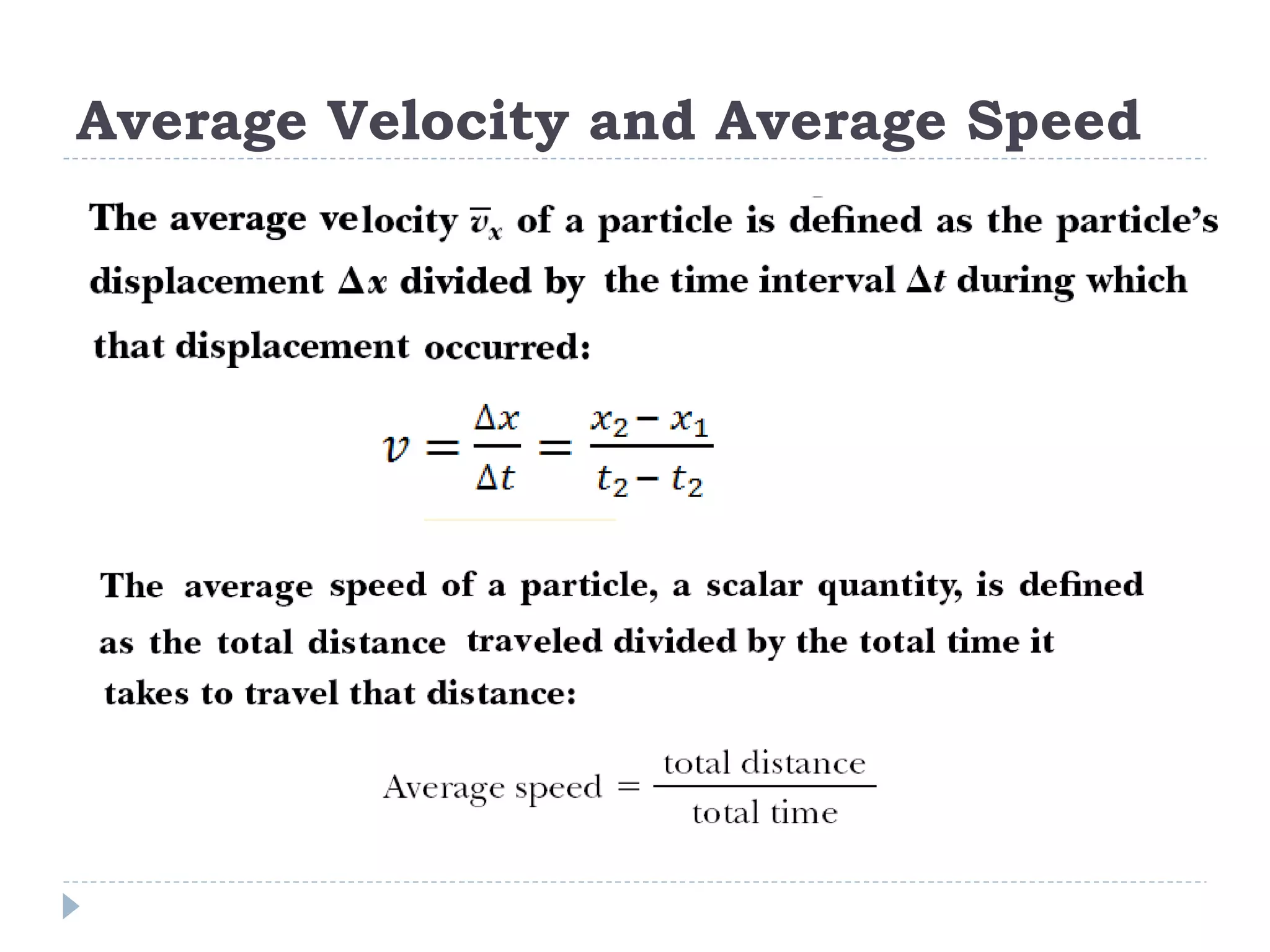 Average Velocity and Average Speed 