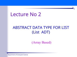 DSA Leactrure # 1! Explaining abstract data types | PPT