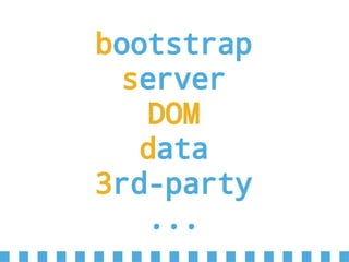 bootstrap
server
DOM
data
3rd-party
...
 