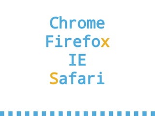 Chrome
Firefox
IE
Safari
 