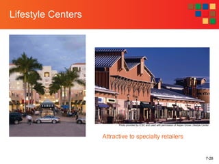 7-28
Lifestyle Centers
Photo provided by ICSC and used with permission of Aspen Grove Lifestyle Center
Attractive to specialty retailers
 