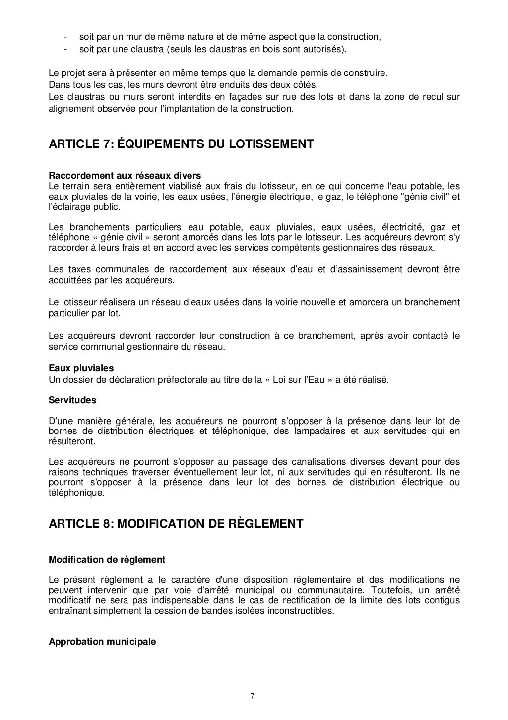 lotissement congalicreglement