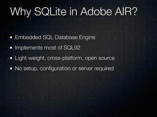 SQLite in Adobe AIR