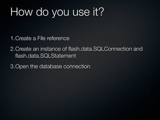 SQLite in Adobe AIR