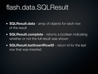 SQLite in Adobe AIR