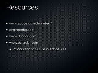 SQLite in Adobe AIR