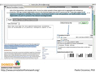 http://www.annotationframework.org/ Paolo Ciccarese, PhD
 