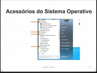 Profª Ana Teodoro 
Acessórios do Sistema Operativo 
10  