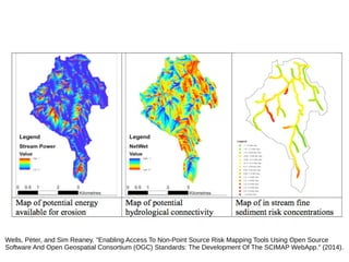 Wells, Peter, and Sim Reaney. "Enabling Access To Non-Point Source Risk Mapping Tools Using Open Source
Software And Open Geospatial Consortium (OGC) Standards: The Development Of The SCIMAP WebApp." (2014).
 