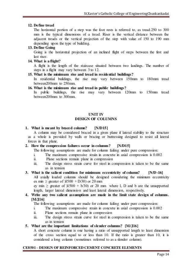 2 marks Question with Answer for Design of Reinforced Cement Concrete…