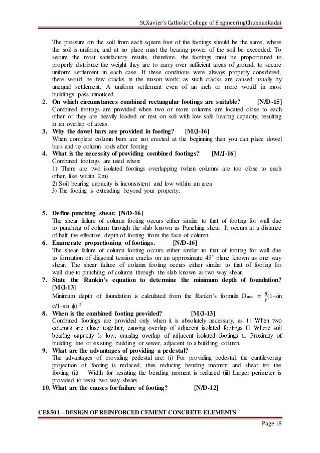 2 marks Question with Answer for Design of Reinforced Cement Concrete…