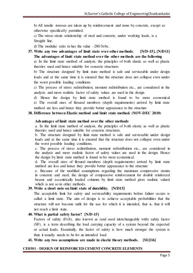 2 marks Question with Answer for Design of Reinforced Cement Concrete…