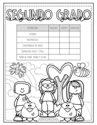 © Material Didáctico Rayitas
segundo grado
ASIGNATURA Reactivos Aciertos Calificación
Español
Matemáticas
Conocimiento del medio
Formación Cívica y Ética
Firma del padre, madre o tutor
 