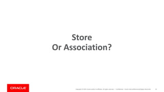 Copyright © 2019, Oracle and/or its affiliates. All rights reserved. | Confidential – Oracle Internal/Restricted/Highly Restricted 42
Store
Or Association?
 