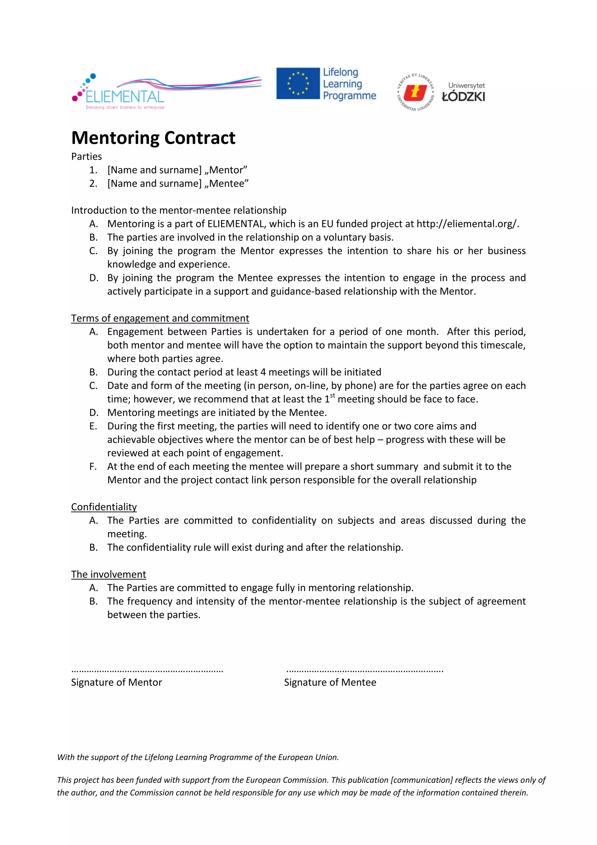 2 mentoring contract final version | PDF
