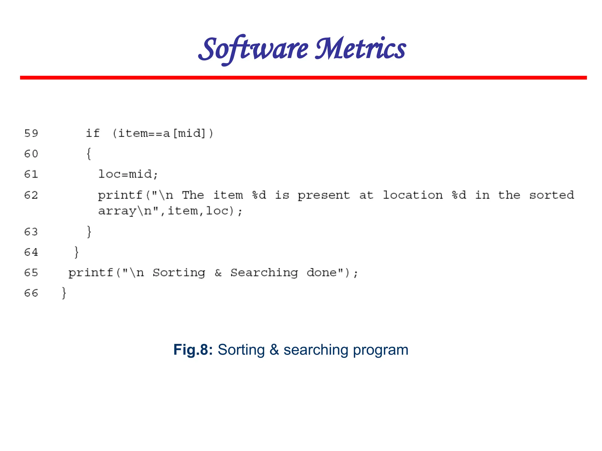 Software Metrics
Fig.8: Sorting & searching program
 