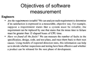 Objectives of software
measurement
 