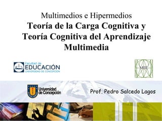 Multimedios e Hipermedios
Teoría de la Carga Cognitiva y
Teoría Cognitiva del Aprendizaje
Multimedia
Prof. Pedro Salcedo Lagos
 