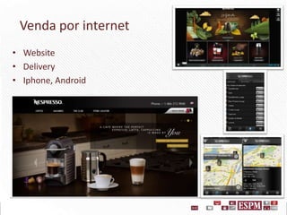 Venda por internet
• Website
• Delivery
• Iphone, Android

 