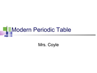 Modern Periodic Table 
Mrs. Coyle 
 