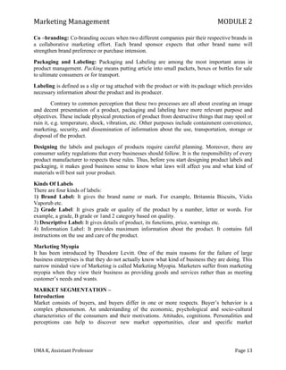 Marketing Management module 2 uma k | PDF