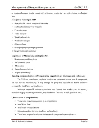 Management of non profit organisation module 2 uma k | PDF