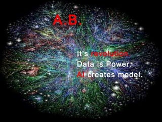 22
It’s revolution.
Data is Power.
AI creates model.
A.B.
 