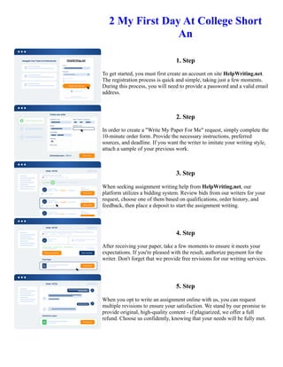 2 My First Day At College Short An. Online assignment writing service. | PDF