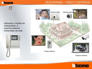 Cámera light Cámera domo Cámera exterior SEGURANÇA - VIDEO CONTROLE  Utilizando o monitor do videoporteiro, é possível observar outras áreas da casa Posto externo 