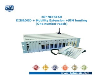 2N® NETSTAR
DID&DOD + Mobility Extension +SIM hunting
          (One number reach)




                          www.2ntunisie.com
 