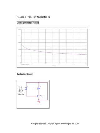 Reverse Transfer Capacitance

Circuit Simulation Result




Evaluation Circuit




  V1 = 0      V1                V2
  V2 = 20               0Vdc
  TD = 0
  TR = 10n
  TF = 10n
  PW = 5u
  PER = 10u
                                 Q1
                               2N4416A



                                0




                   All Rights Reserved Copyright (c) Bee Technologies Inc. 2004
 
