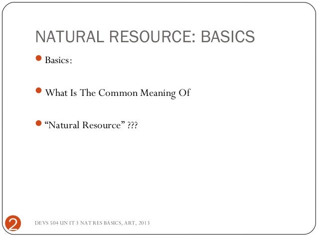 Natural Resource Basics: Theories