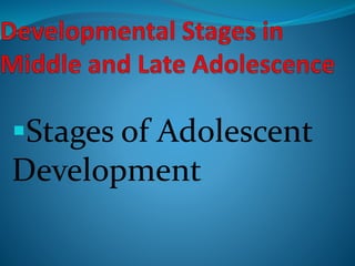 Stages of Adolescent
Development
 