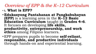 Basic Epp Comprehensive Guide to EPP and Entrepreneurship in Basic Education | PDF