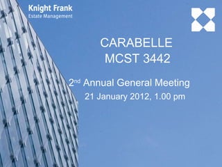 CARABELLE 2 nd  Annual General Meeting 21 January 2012, 1.00 pm MCST 3442 