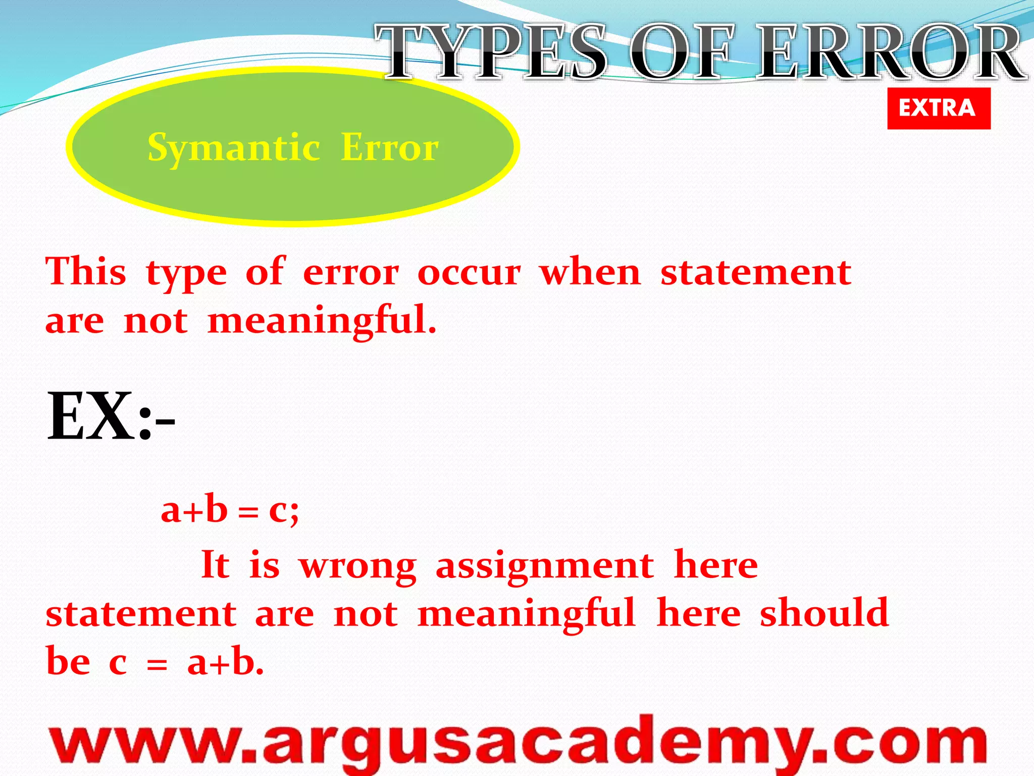 C programming tokens & error types | PPT