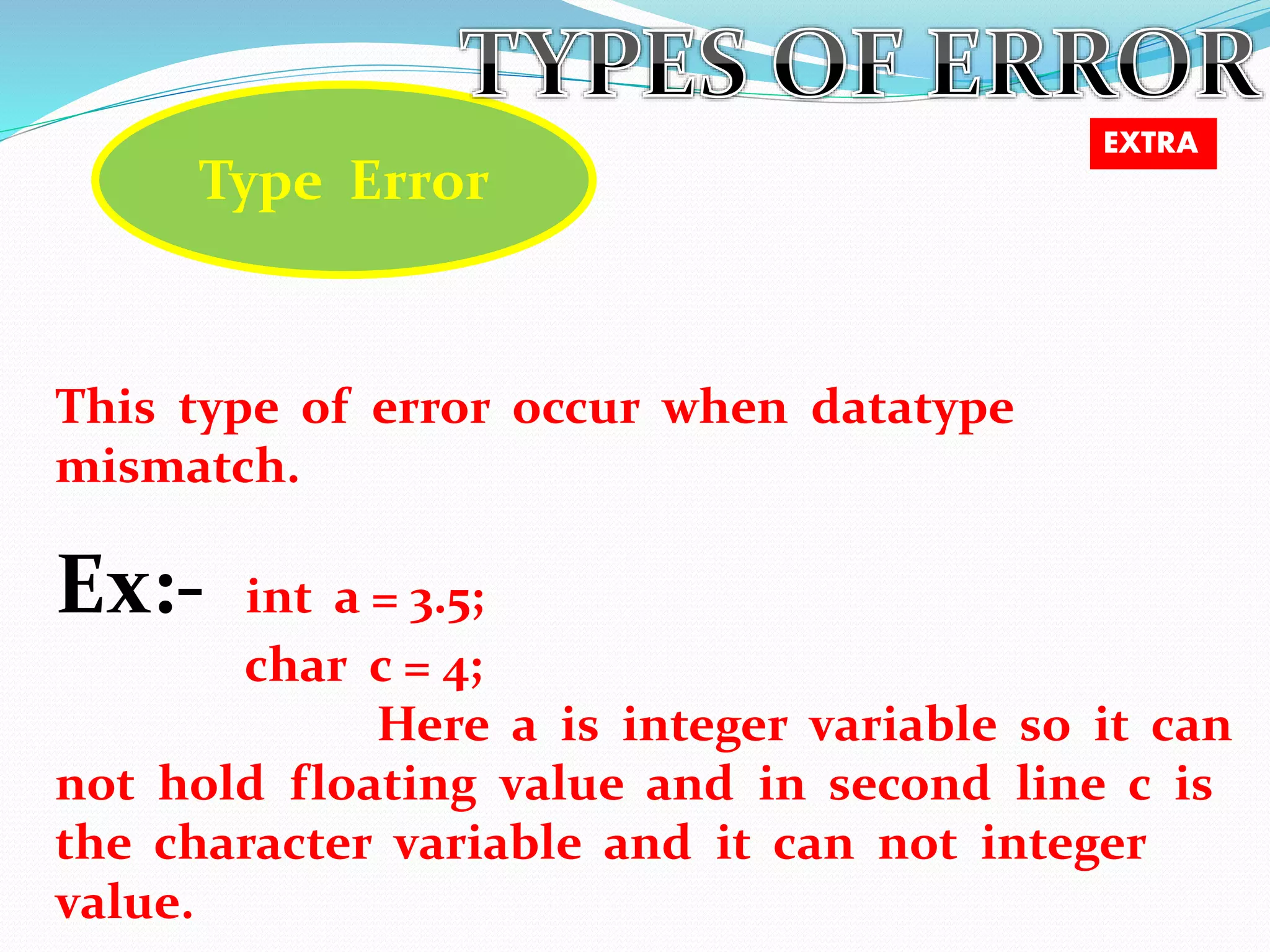 C programming tokens & error types | PPT | Free Download
